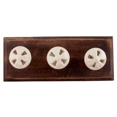 White Flower Ceramic Wooden Hooks 